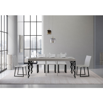 Consola Karamay Premium con patas antracita - Consola extensible Karamay Premium 90x40/300 cm con madera de fresno blanco y patas antracita