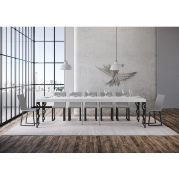 Consola Karamay Premium con patas antracita - Consola extensible Karamay Premium 90x40/300 cm con madera de fresno blanco y patas antracita