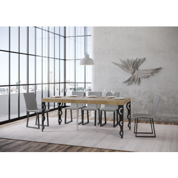 Consola Karamay Premium con patas antracita - Consola extensible Karamay Premium 90x40/300 cm con madera de fresno blanco y patas antracita