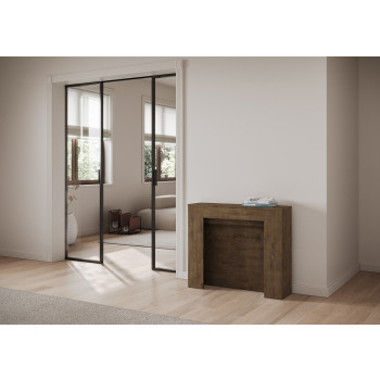 Consola Kiba - Consola extensible Kiba 90x25/211 cm fresno blanco con extensiones interiores