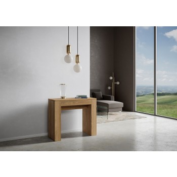 Consola Módem - Consola Extensible 90x42/198 cm Módem Pequeño Blanco Fresno