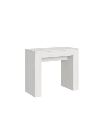 Consola Módem - Consola Extensible 90x42/198 cm Módem Pequeño Blanco Fresno