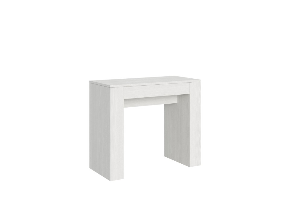 Consola Módem - Consola Extensible 90x42/198 cm Módem Pequeño Blanco Fresno