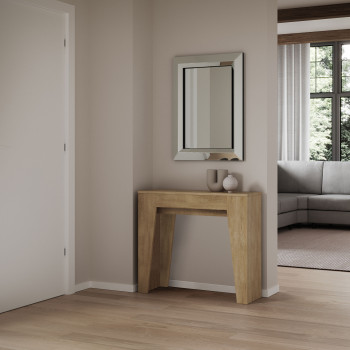 Consola estrecha - Consola extensible 90x25/181 cm Fresno blanco estrecho