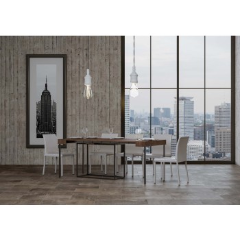 Consola Nordica con estructura antracita - Consola extensible 90x40/196 cm Nordica Pequeña Fresno Blanco con estructura antracita