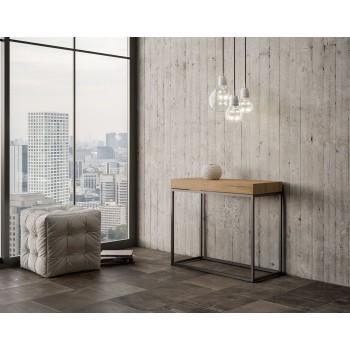 Consola Nordica con estructura antracita - Consola extensible 90x40/196 cm Nordica Small Premium Roble Natural con estructura antracita