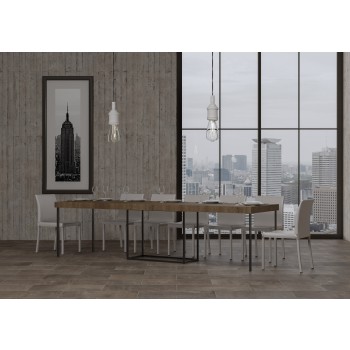 Consola Nordica con estructura antracita - Consola extensible 90x40/300 cm Nordica Premium Roble Natural con estructura antracita