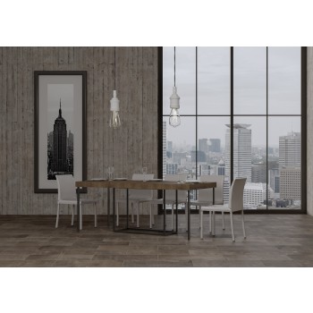 Consola Nordica con estructura antracita - Consola extensible 90x40/300 cm Nordica Premium Roble Natural con estructura antracita