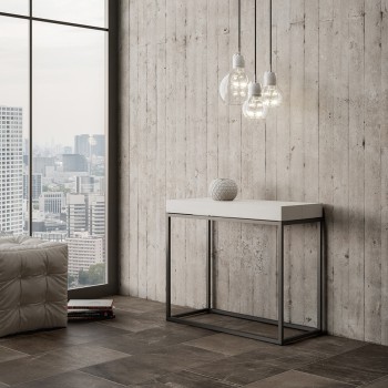 Consola Nordica con estructura antracita - Consola extensible 90x40/300 cm Nordica Roble Natural con estructura antracita