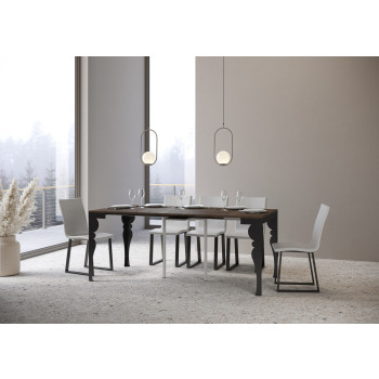 Mesa consola Paxon Evolution con patas y estructura en color antracita - Mesa consola extensible Paxon Small Evolution 90x40/196 cm con estructura de fresno blanco y patas en color antracita