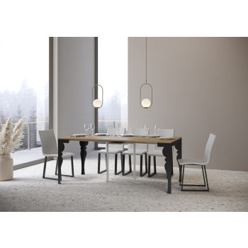 Mesa consola Paxon Evolution con patas y estructura en color antracita - Mesa consola extensible Paxon Small Evolution 90x40/196 cm con estructura de fresno blanco y patas en color antracita