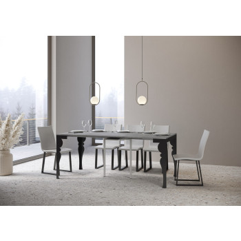 Mesa consola Paxon Evolution con patas y estructura antracita - Mesa consola extensible Paxon Evolution 90x40/300 cm, fresno blanco, estructura y patas antracita