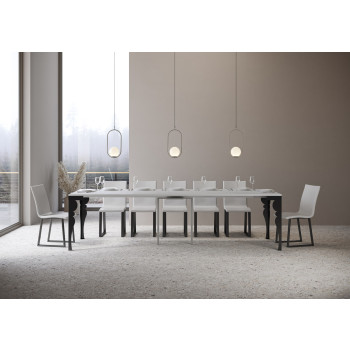 Mesa consola Paxon Evolution con patas y estructura antracita - Mesa consola extensible Paxon Evolution 90x40/300 cm, fresno blanco, estructura y patas antracita