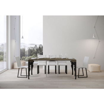 Consola Paxon con patas antracita - Consola extensible Paxon 90x40/300 cm fresno blanco con patas antracita