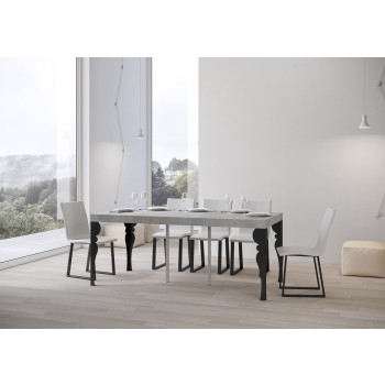 Consola Paxon Premium con patas antracita - Consola extensible 90x40/196 cm Paxon Small Premium fresno blanco con patas antracita