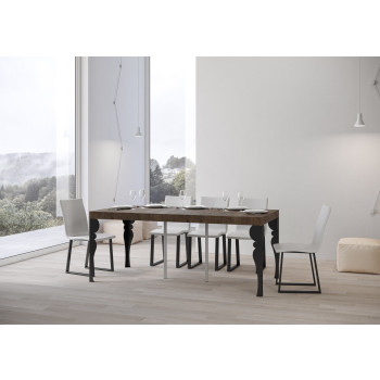 Consola Paxon Premium con patas antracita - Consola extensible 90x40/196 cm Paxon Small Premium fresno blanco con patas antracita