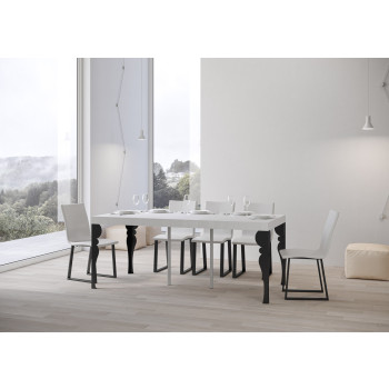 Consola Paxon Premium con patas antracita - Consola extensible 90x40/196 cm Paxon Small Premium fresno blanco con patas antracita