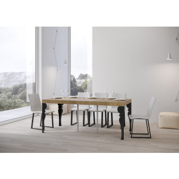 Consola Paxon Premium con patas antracita - Consola extensible 90x40/196 cm Paxon Small Premium fresno blanco con patas antracita