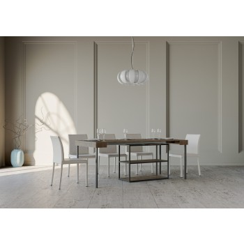 Mesa consola Plano con estructura antracita - Mesa consola extensible 90x40/196 cm Plano Pequeña Fresno Blanco con estructura antracita