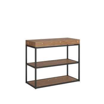 Mesa consola Plano con estructura antracita - Mesa consola extensible 90x40/196 cm Plano Small White Ash con estructura antracita