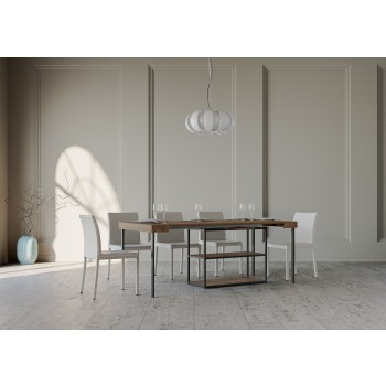 Mesa consola Plano con estructura antracita - Mesa consola extensible 90x40/196 cm Plano Pequeña Fresno Blanco con estructura antracita
