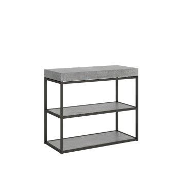 Mesa consola Plano con estructura antracita - Mesa consola extensible 90x40/196 cm Plano Small White Ash con estructura antracita