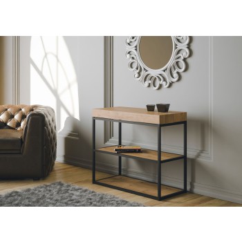 Mesa consola Plano con estructura antracita - Mesa consola extensible 90x40/196 cm Plano Small Premium Roble Natural con estructura antracita