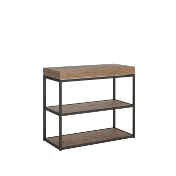 Mesa consola Plano con estructura antracita - Mesa consola extensible 90x40/196 cm Plano Small Premium Roble Natural con estructura antracita