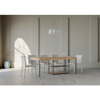 Mesa consola Plano con estructura antracita - Mesa consola extensible 90x40/300 cm Plano Premium Roble Natural con estructura antracita