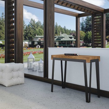 Consola Rio con estructura antracita - 90x40/300 cm Consola extensible Rio en roble natural con estructura antracita