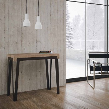 Consola Rio con estructura antracita - 90x40/300 cm Consola extensible Rio en roble natural con estructura antracita