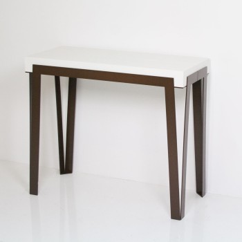 Consola Rio con estructura de óxido - Consola extensible 90x40/196 cm Rio Pequeña Roble Natural con estructura de óxido