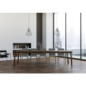 Consola Rio con estructura en color óxido - 90x40/300 cm Consola extensible Rio Premium con estructura en roble natural y óxido