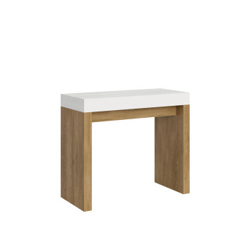 Mesa consola Roxell - Mesa consola extensible 90x40/196 cm Roxell pequeña blanca ceniza