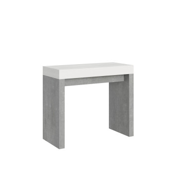 Mesa consola Roxell - Mesa consola extensible 90x40/196 cm Roxell pequeña blanca ceniza
