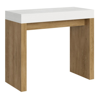 Mesa consola Roxell - Mesa consola extensible 90x40/300 cm Roxell Fresno blanco