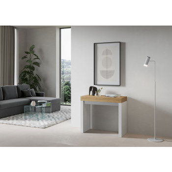 Mesa consola Roxell - Mesa consola extensible 90x40/300 cm Roxell Fresno blanco