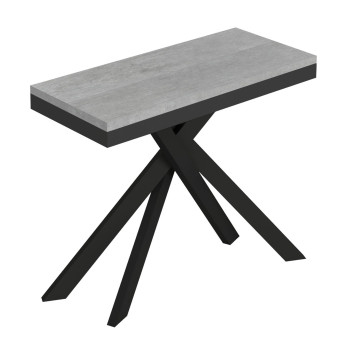 Consola Saki Evolution con patas y estructura en color antracita - Consola extensible Saki Small Evolution 90x40/196 cm con madera de fresno blanco y patas en color antracita