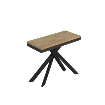 Consola Saki Evolution con patas y estructura en color antracita - Consola extensible Saki Small Evolution 90x40/196 cm con madera de fresno blanco y patas en color antracita