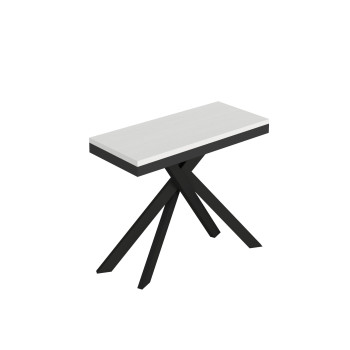 Consola Saki Evolution con patas y estructura en color antracita - Consola extensible Saki Evolution 90x40/300 cm en madera de fresno blanco y patas en color antracita