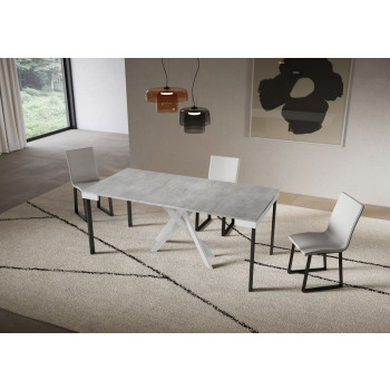 Consola Saki Evolution con patas y estructura blancas - Consola extensible 90x40/196 cm Saki Small Evolution fresno blanco con patas blancas