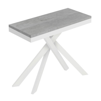 Consola Saki Evolution con patas y estructura blancas - Consola extensible 90x40/196 cm Saki Small Evolution fresno blanco con patas blancas