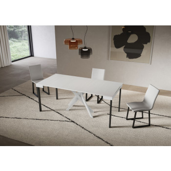 Consola Saki Evolution con patas y estructura blancas - Consola extensible 90x40/300 cm Saki Evolution fresno blanco con patas blancas