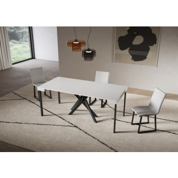 Consola Saki con patas antracita - Consola extensible Saki pequeña de cachemira 90x40/196 cm con patas antracita