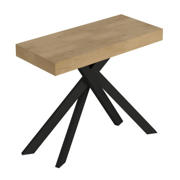 Consola Saki con patas antracita - Consola extensible Saki pequeña de cachemira 90x40/196 cm con patas antracita