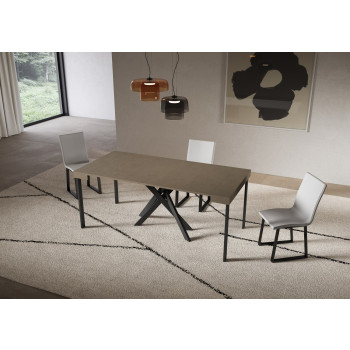 Consola Saki con patas antracita - Consola extensible Saki pequeña de cachemira 90x40/196 cm con patas antracita