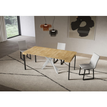 Consola Saki con patas blancas - Consola extensible 90x40/196 cm Saki Pequeña cachemir con patas blancas