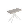 Mesa consola extensible pequeña Saki 90x40/196 cm con patas blancas