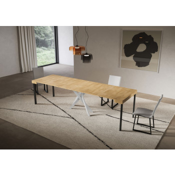 Consola Saki con patas blancas - Consola extensible 90x40/300 cm Saki cachemir con patas blancas