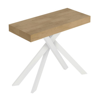 Consola Saki con patas blancas - Consola extensible 90x40/300 cm Saki cachemir con patas blancas